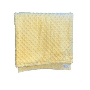 MEG ORIGINAL Baby Blanket Minky Dot YELLOW Raised Circles Lovey EUC 30x30"